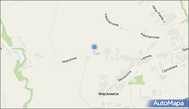 Więckowice gmina Zabierzów, Akacjowa, mapa Więckowice gmina Zabierzów