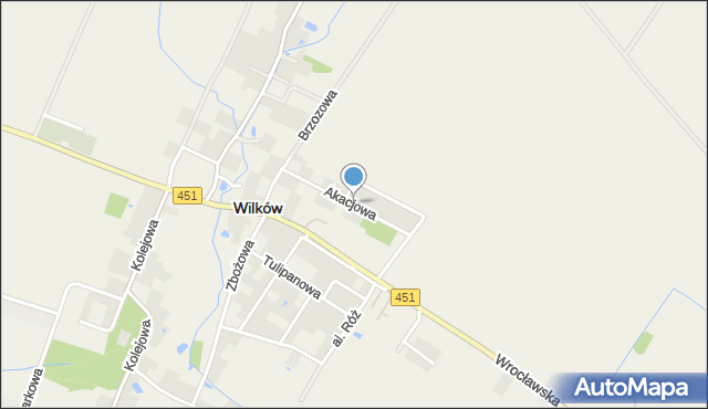 Wilków powiat namysłowski, Akacjowa, mapa Wilków powiat namysłowski