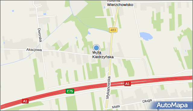 Wola Kiedrzyńska, Akacjowa, mapa Wola Kiedrzyńska