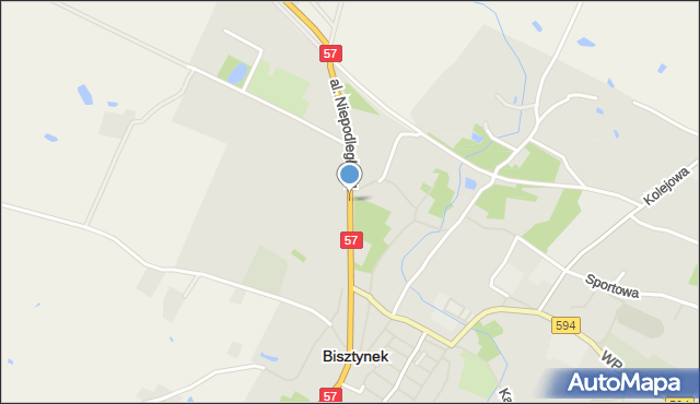 Bisztynek, Aleja Niepodległości, mapa Bisztynek