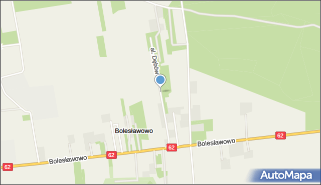 Bolesławowo gmina Serock, Aleja Dębów, mapa Bolesławowo gmina Serock