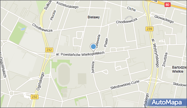 Bydgoszcz, Aleja Powstańców Wielkopolskich, mapa Bydgoszczy