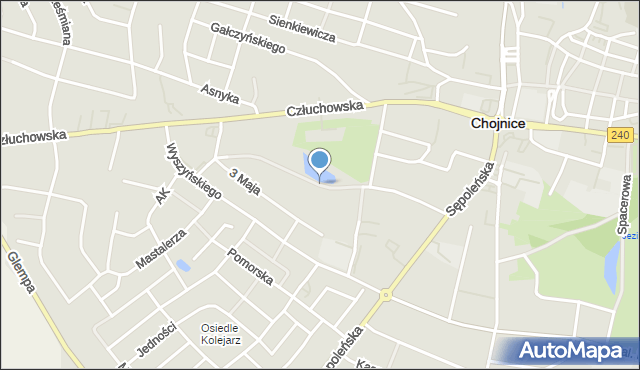 Chojnice, Aleja Matki Bożej Fatimskiej, mapa Chojnic