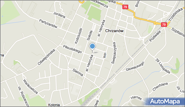 Chrzanów, Aleja Henryka, mapa Chrzanów