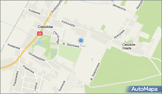 Cieszków, Aleja Sportowa, mapa Cieszków