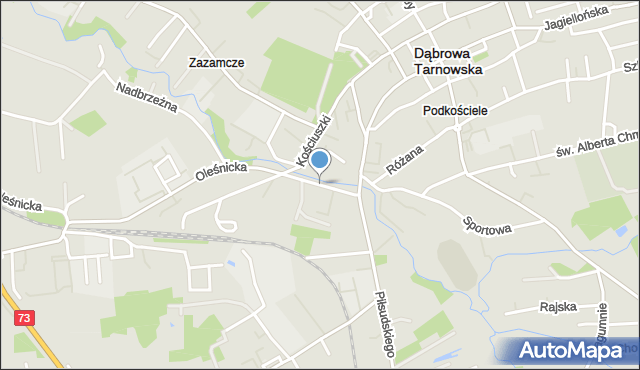 Dąbrowa Tarnowska, Aleja Wolności, mapa Dąbrowa Tarnowska