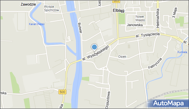 Elbląg, Aleja Wyszyńskiego Stefana, ks. kard., mapa Elbląga