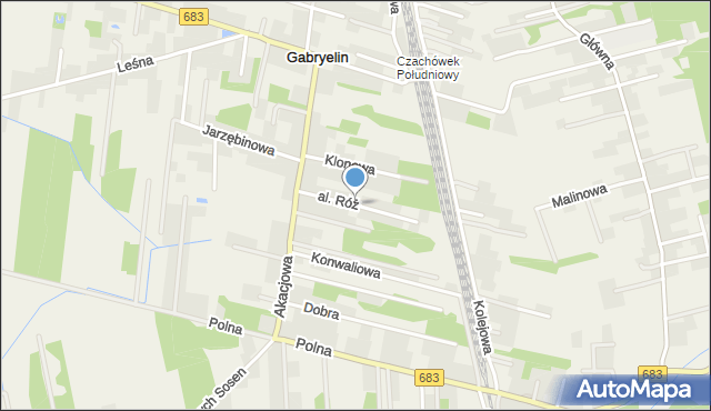 Gabryelin, Aleja Róż, mapa Gabryelin