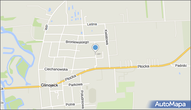 Glinojeck, Aleja Róż, mapa Glinojeck