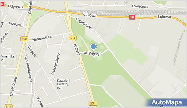 Grudziądz, Aleja Wigury, mapa Grudziądza