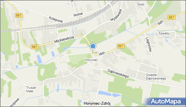 Horyniec-Zdrój, Aleja Przyjaźni, mapa Horyniec-Zdrój