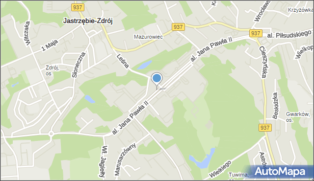 Jastrzębie-Zdrój, Aleja Jana Pawła II, mapa Jastrzębie-Zdrój