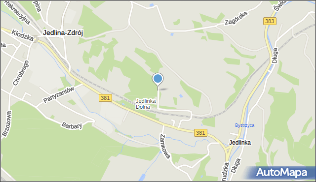 Jedlina-Zdrój, Aleja Czynu Społecznego, mapa Jedlina-Zdrój