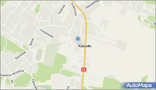 Kadzidło, Aleja Zwycięstwa, mapa Kadzidło