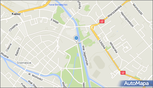 Kalisz, Aleja Walecznych, mapa Kalisza