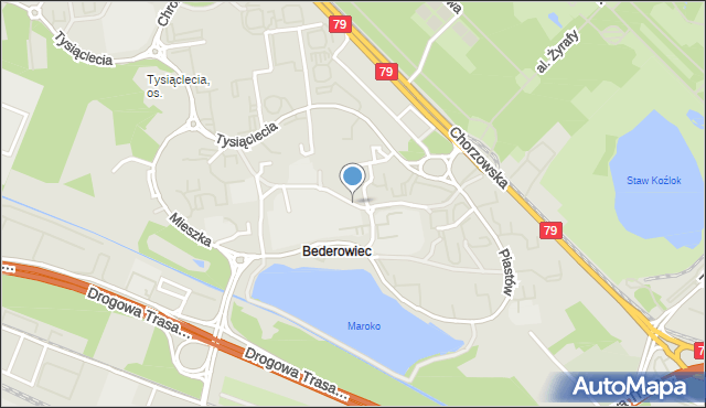 Katowice, Aleja Bolesława Krzywoustego, mapa Katowic