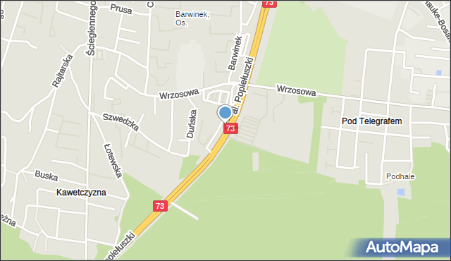 Kielce, Aleja Popiełuszki Jerzego, bł. ks., mapa Kielc