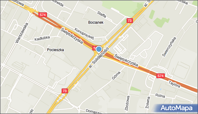 Kielce, Aleja Solidarności, mapa Kielc