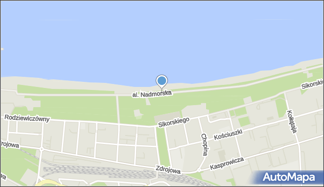 Kołobrzeg, Aleja Nadmorska, mapa Kołobrzegu