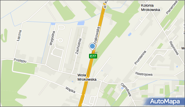 Kolonia Mrokowska, Aleja Krakowska, mapa Kolonia Mrokowska