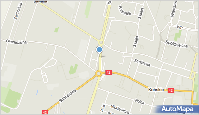 Końskie, Aleja Solidarności, mapa Końskie