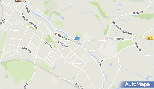 Kowary powiat karkonoski, Aleja Wolności, mapa Kowary powiat karkonoski