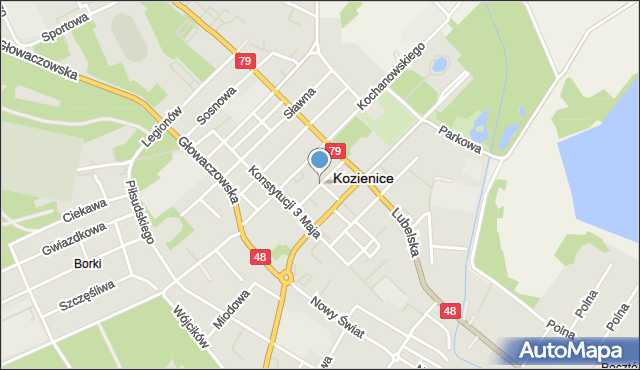 Kozienice, Aleja 1 Maja, mapa Kozienice