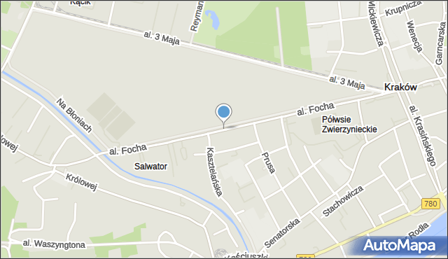 Kraków, Aleja Focha Ferdynanda, marsz., mapa Krakowa
