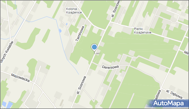 Książenice gmina Grodzisk Mazowiecki, Aleja Sosnowa, mapa Książenice gmina Grodzisk Mazowiecki