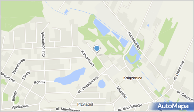 Książenice gmina Grodzisk Mazowiecki, Aleja Wiązowa, mapa Książenice gmina Grodzisk Mazowiecki