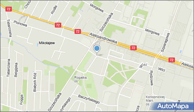 Łódź, Aleja Ziem Zachodnich, mapa Łodzi