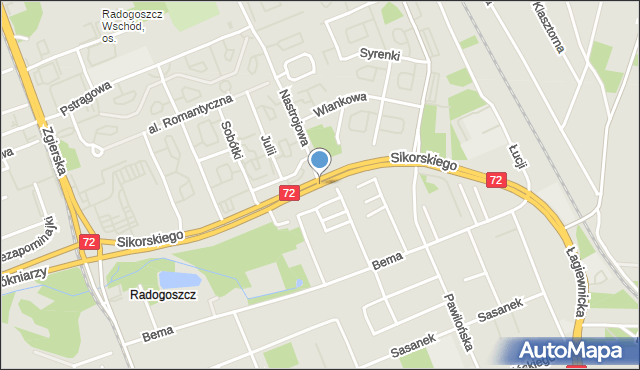 Łódź, Aleje Sikorskiego Władysława, gen., mapa Łodzi