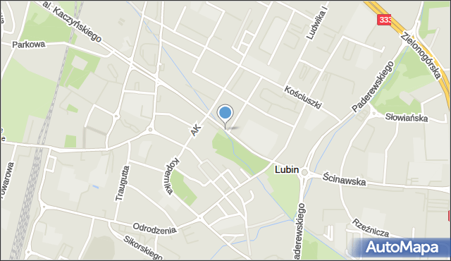 Lubin, Aleja Niepodległości, mapa Lubin