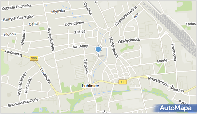 Lubliniec, Aleja Solidarności, mapa Lubliniec