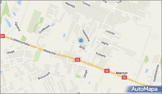 Mierzyn gmina Dobra (Szczecińska), Alicji, mapa Mierzyn gmina Dobra (Szczecińska)