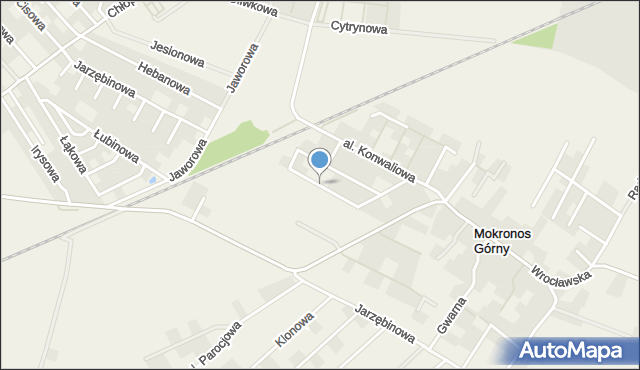 Mokronos Górny, Aleja Fiołkowa, mapa Mokronos Górny