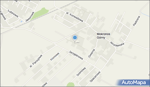 Mokronos Górny, Aleja Jodłowa, mapa Mokronos Górny