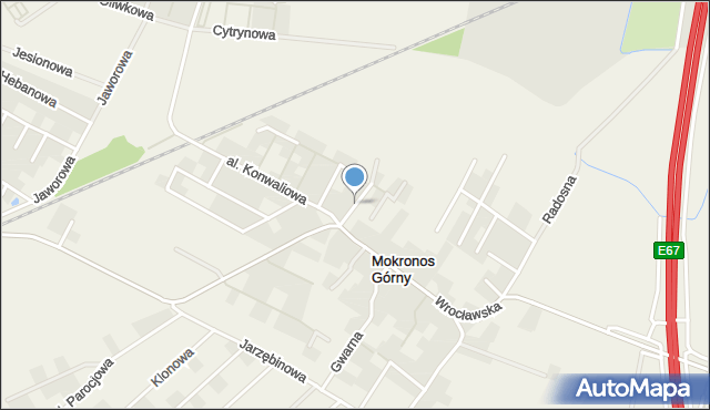 Mokronos Górny, Aleja Kwiatowa, mapa Mokronos Górny