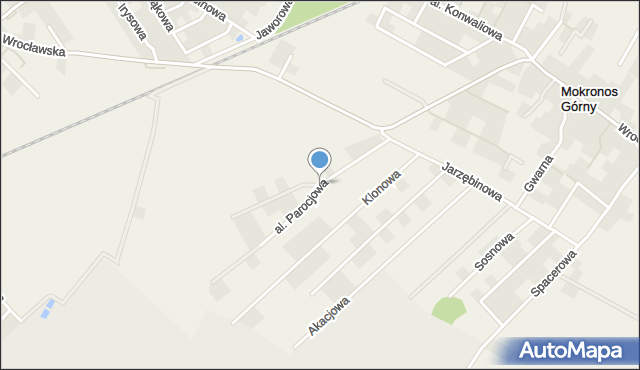 Mokronos Górny, Aleja Parocjowa, mapa Mokronos Górny