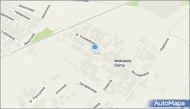 Mokronos Górny, Aleja Topolowa, mapa Mokronos Górny