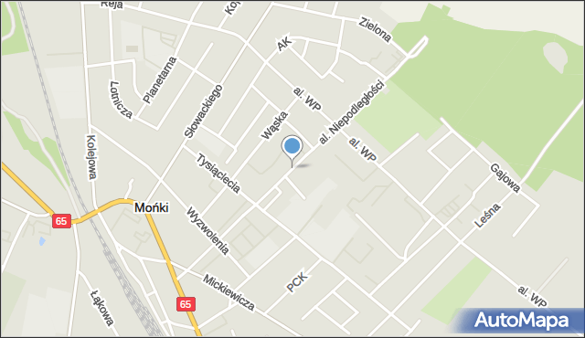 Mońki, Aleja Niepodległości, mapa Mońki