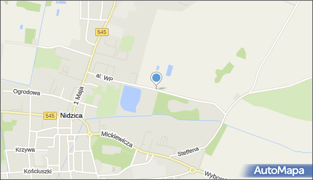 Nidzica, Aleja Wojska Polskiego, mapa Nidzica