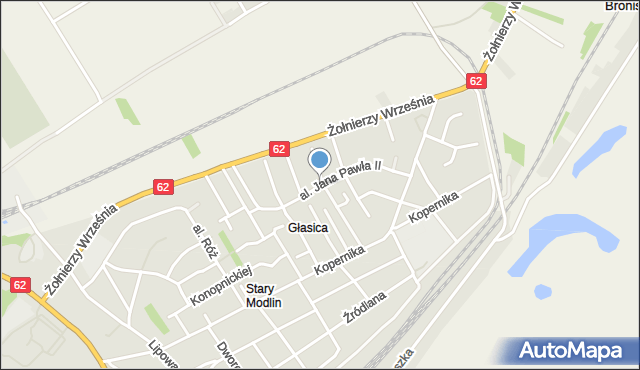 Nowy Dwór Mazowiecki, Aleja Jana Pawła II, mapa Nowy Dwór Mazowiecki
