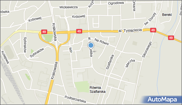 Nowy Targ, Aleja Kopernika Mikołaja, mapa Nowego Targu