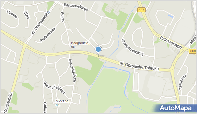 Olsztyn, Aleja Obrońców Tobruku, mapa Olsztyna