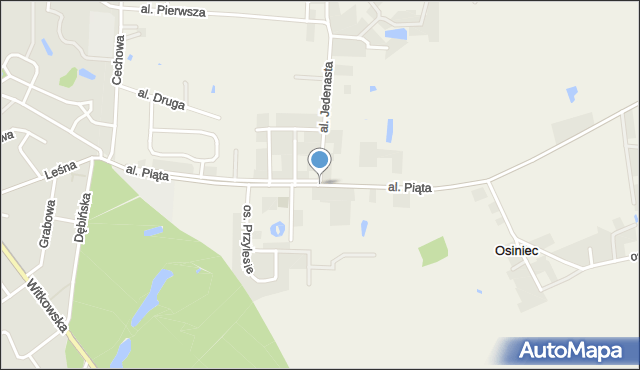 Osiniec gmina Gniezno, Aleja Piąta, mapa Osiniec gmina Gniezno