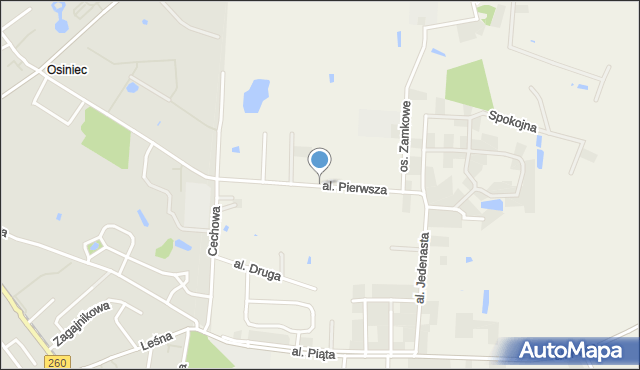 Osiniec gmina Gniezno, Aleja Pierwsza, mapa Osiniec gmina Gniezno