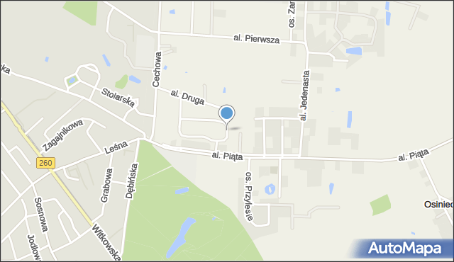 Osiniec gmina Gniezno, Aleja Siódma, mapa Osiniec gmina Gniezno