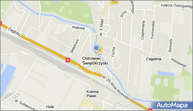 Ostrowiec Świętokrzyski, Aleja 3 Maja, mapa Ostrowiec Świętokrzyski