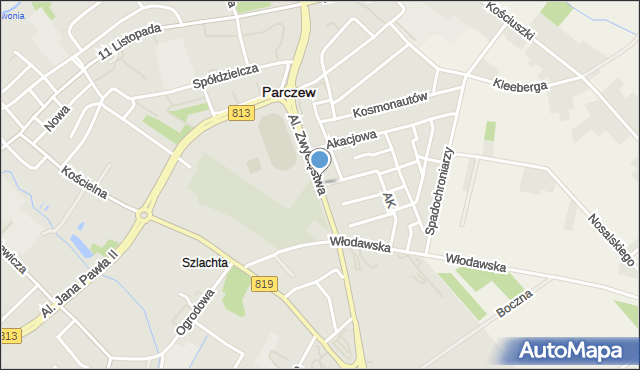 Parczew, Aleje Zwycięstwa, mapa Parczew